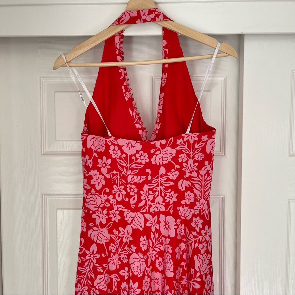 🍓Laundry Silk Floral Printed Halter Neck A-line Midi Dress, Size 4 - Picture 4 of 14